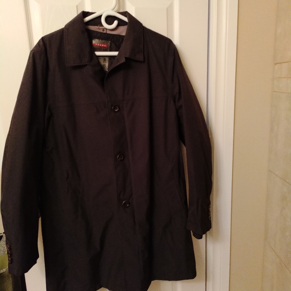 Prada Tg50 men's black lined rain car coat size 50